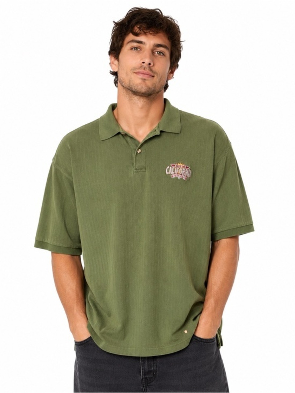 Vintage Disney California Adventure Polo Mens XL Green Y2K Skater Park Shirt